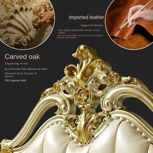 Europäischer Stil Massivholz Leder Hochzeitsbett 1,8 Meter Apartment Villa Eiche Schlafzimmermöbel Luxus Königliches Bett - Product Image 2