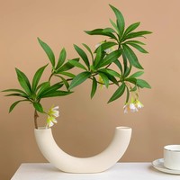 Composition florale artificielle en soie Water Stone Banyan, feuilles d'arbre, toucher hydratant, pour intérieur/extérieur, salon, table à manger