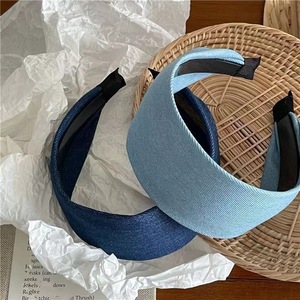 Diadema de tela ancha azul vaquero, elegante y única, estilo coreano, perfecta para un look urbano, diadema para peinar el cabello - Product Image 2
