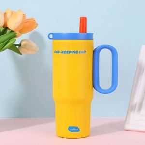 Double Wall Insulated Car <b>Macaron</b> Handle Tumbler 24oz 720ml Mug Lid Straw Anti-Slip Custom ODM OEM Colorful - Product Image 6