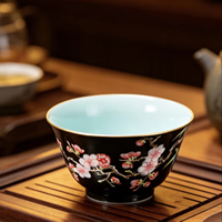 RED LEAF CERAMICS Tasse à thé en porcelaine chinoise traditionnelle à motif de fleurs de prunier et de bambou - Réutilisable, résistante à la chaleur, sans danger pour les aliments, durable