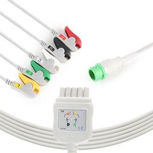 Compatible con Mindray <span class=keywords><strong>iMEC</strong></span> 10 <span class=keywords><strong>iMEC</strong></span> 12 Conexión directa 5 derivaciones IEC ECG Cable 12 pines Cable ECG de una pieza para uso del paciente - Product Image 1