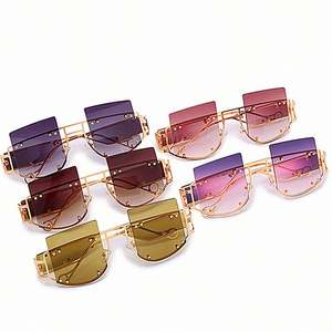 Novedades 2025, Gafas de Sol de Lujo con Logotipo Personalizado para Hombre y Mujer, Estilo Steampunk con Remaches Irregulares, Protección UV400, Gafas de Sol Cuadradas Extra Grandes para Mujer - Product Image 6
