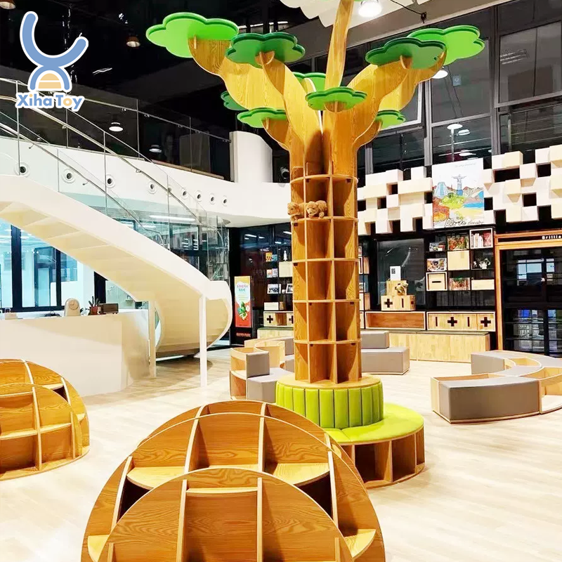 Набор книжных полок в форме дерева XIHA, творческая библиотека, детский сад, украшение пола, детский сад Монтессори, дизайн мебели