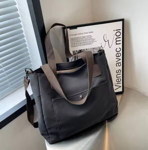 Bolsa de compras de lona de color sólido, ecológica, de gran capacidad, con logotipo personalizado, de un solo hombro y bandolera. - Product Image 2