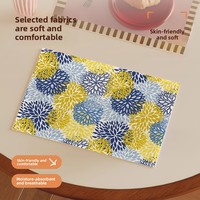 Napperon de table floral bleu et jaune, doux, respirant et absorbant l'humidité, directement de l'usine, pour cuisine et salle à manger