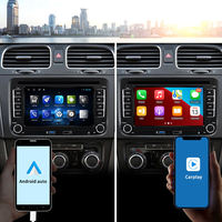 Radio Mobil Android 14 7 inci dengan Layar Sentuh, Dudukan Dashboard untuk VW Volkswagen, Android Auto Wireless, CarPlay, USB, dan WiFi Terintegrasi