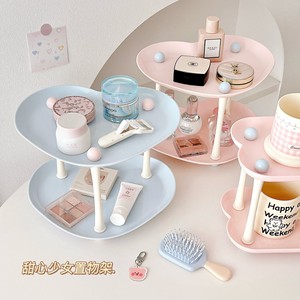 Organisateur de cosmétiques en forme de cœur, support de rangement pour salle de bain, boîte de rangement de maquillage pour bureau, plateau à parfum, matériau PP - Product Image 2