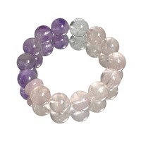 Bracelet et Chaîne de Cheville en Or pour Femme avec Moissanite Naturelle, Cristal Lavande et Cristal Rose, Motif Bouton de Paix, Bijoux Artisanaux de Luxe Haut de Gamme