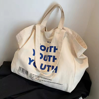 Tas Belanja Kanvas Besar 12oz dengan Logo Custom, Wanita, Polos, Kanvas Alami Daur Ulang, Hitam Putih