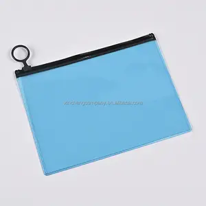 Benutzer definierte PVC Gree holo graphische Reise Reiß verschluss Make-up Tasche weiß klar vorne Reiß verschluss PVC-Tasche mit Ring