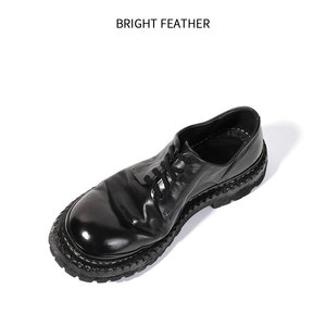 נעלי דרבי מעור סוס שטוף לגברים, סוליה עבה, הגבהה, עבודת יד, שרוכים, קיץ, קז'ואל, עסקים, תוצרת סין - Product Image 2