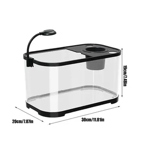 Piccolo silenzioso decorativo acquario acquario Starter Kit in plastica acquario per Betta & animali acquatici chiaro tartaruga ciotola - Product Image 6