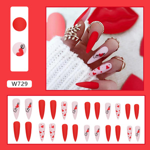 Tender Love French Manicure 24 Set para niñas Uñas portátiles <span class=keywords><strong>de</strong></span> Punta larga para el día <span class=keywords><strong>de</strong></span> San Valentín Vacaciones para aplicación <span class=keywords><strong>de</strong></span> dedos - Product Image 6