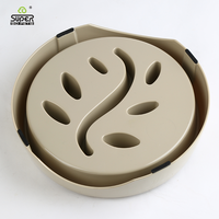 Bol en plastique anti-glouton pour animaux de compagnie, plat à nourriture pour chien et chat à alimentation lente, solide, diamètre 12 cm, couleur beige