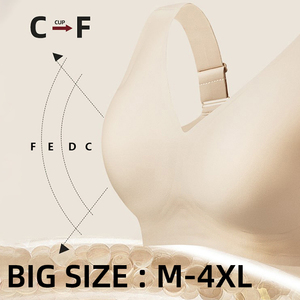 Sujetador sin costuras de talla grande 4XL para mujer, ropa interior moldeadora con realce de pecho y cuello <span class=keywords><strong>en</strong></span> V - Product Image 4