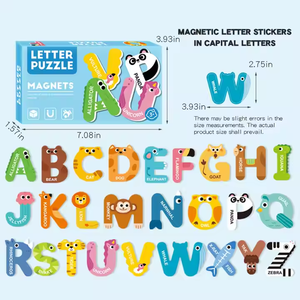 Trẻ em giáo dục sớm bằng gỗ Đồ chơi câu đố Montessori phim hoạt hình dán từ đồ chơi dán tủ lạnh - Product Image 2