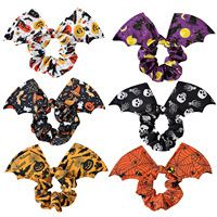 2026 Chouchous à cheveux pour femmes, motif toile d'araignée citrouille avec aile, décoration pour queue de cheval d'Halloween