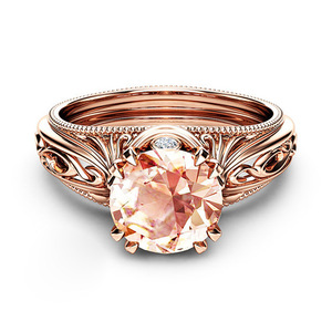Anello in Cristallo Traforato Tono Rosa per Donne, Stile Principessa, Elegante Accessorio Moda Quotidiano - Product Image 2