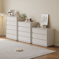 Commode de luxe en bois massif style crème avec tiroirs intégrés, table de chevet murale, armoire de rangement pour chambre à coucher