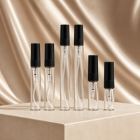 Flacons d'échantillons miniatures vides de 2 ml, 3 ml, 5 ml, 10 ml, flacon pulvérisateur atomiseur en verre transparent avec vaporisateur à brume noire