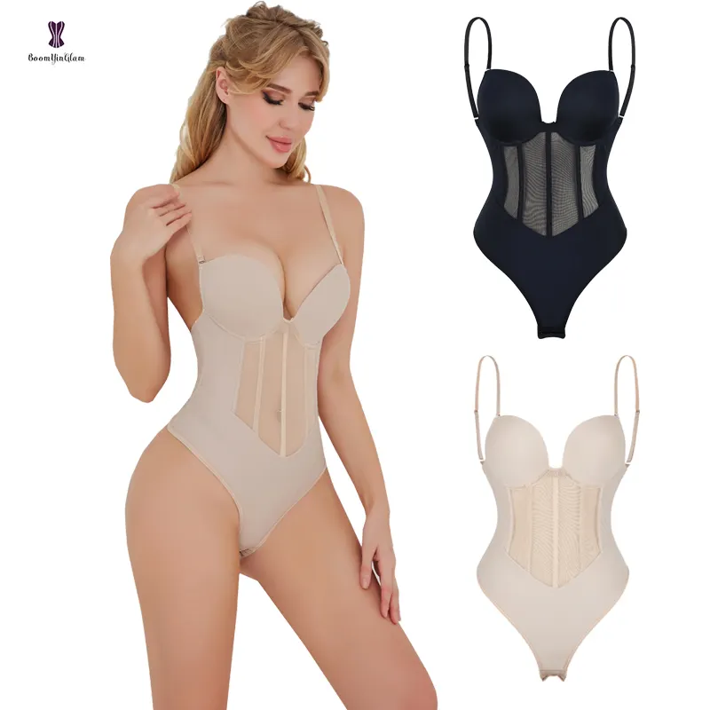 Ropa interior Con espalda descubierta para mujer, sujetador Con Cintura En U, mono de talla grande, lencería