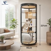 Grande cage pour chat en verre et bois massif pour l'intérieur, villa pour chat en bois avec vue à 360° toute saison et fermeture à bouton
