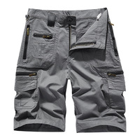 Shorts cargo rétro américains pour hommes, longueur mi-genou, en coton lavé, multi-poches, style salopette