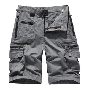 Shorts cargo rétro américains pour hommes, longueur mi-genou, en coton lavé, multi-poches, style salopette - Product Image 3