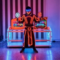 Costume de robot LED couleur intégrale télécommandé, armure de robot LED, tenue de danseur néon pour spectacle de scène en boîte de nuit