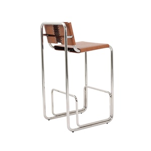 Tabourets <span class=keywords><strong>de</strong></span> <span class=keywords><strong>bar</strong></span> modernes <span class=keywords><strong>de</strong></span> luxe Bauhaus en métal, tabourets <span class=keywords><strong>de</strong></span> <span class=keywords><strong>bar</strong></span> hauts en acier inoxydable avec assise en cuir pour hôtel, restaurant, <span class=keywords><strong>bar</strong></span>, maison - Product Image 3