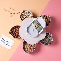 Draaischakelaar Bloemvorm Plastic Opbergdoos Voor Noten Snoep Snacks & Gedroogd Fruit-Moderne Huishoudelijke Voedselcontainer