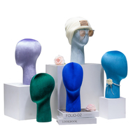 Maniquí de cabeza de terciopelo de color, modelo de exhibición, soporte de plástico, accesorios para joyería, gafas, bufanda, sombrero