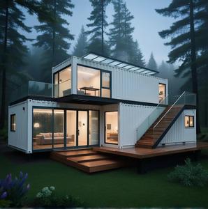 Casa prefabricada moderna con vista al bosque-Diseño de iluminación arcoíris y nocturna, estructura de cubo blanco - Product Image 3