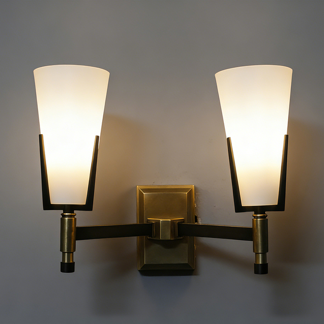 YH Minimalist Nordic Design LED Ceiling Light Antique Brass Glass Sconce Wall Lamp Vintage LED Indoor Bathroom Dining Room