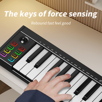 Konix keyboard midi layar LED, alat kontrol MIDI piano elektronik papan ketik midi 49 tombol dengan bantalan