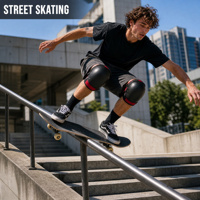 Genouillères de skate à coque rigide, protections résistantes aux chocs pour le skateboard urbain et le bowl riding, équipement de skate noir