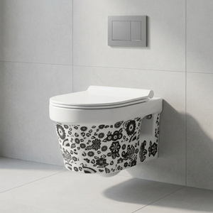 Art Moderne Imprimé Noir Couleur Rustique Rétro Sans Monture Penderie à Eau Taille Standard Bon Prix Commode de Toilette en Céramique EWC - Product Image 4