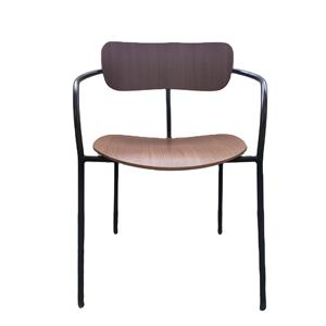 Silla de estilo nórdico con estructura de madera y metal. Silla de comedor con respaldo Silla de ocio industrial para el hogar Muebles minimalistas modernos - Product Image 1