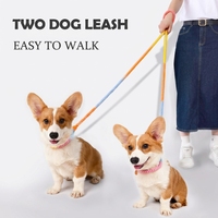 Ensemble laisse et collier pour chien, longueur 7,5 pieds, corde de traction en polyester et coton tressé faite à la main, multifonction, robuste, motif dessin animé adorable