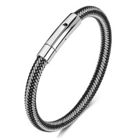 2025 hommes luxe Wrap Bracelet Bracelet nouveau Style Simple populaire avec fil d'acier tissage or noir titane boucle à ressort