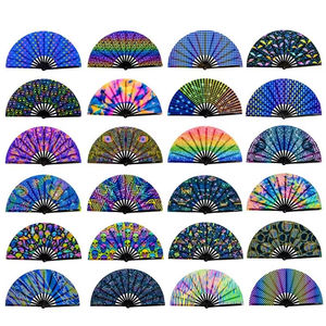 Éventail pliant personnalisé UV Glow pour hommes et femmes, éventail pliant décoratif pour fête - Product Image 2