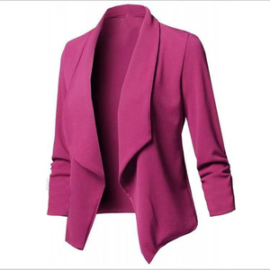 Rüschen Asymmetrische Casual Business Anzug Outwear Langarm Damen Blazer und Jacken Damen Dünne Blazer Cardigan Mantel - Product Image 3