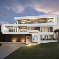 Maisons préfabriquées de luxe TOPPRE conformes aux normes australiennes, 3 chambres, toit plat, structure en acier léger, villas modernes