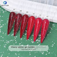 Nouveauté Gel de construction brillant rouge de Noël à paillettes brillantes Gel de construction scintillant à paillettes à faire tremper dans l'UV LED pour salon de manucure