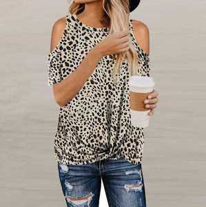 Nouveau T-shirt en <span class=keywords><strong>toile</strong></span> respirant et écologique à imprimé léopard pour femmes, style européen et américain, vente chaude - Product Image 4