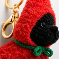 Zaves Vente en gros Kawaii Chiot noir Porte-clés en peluche Écologique Doux Capuche rouge Stock Animal en peluche Pendentif Sac à dos Accessoires
