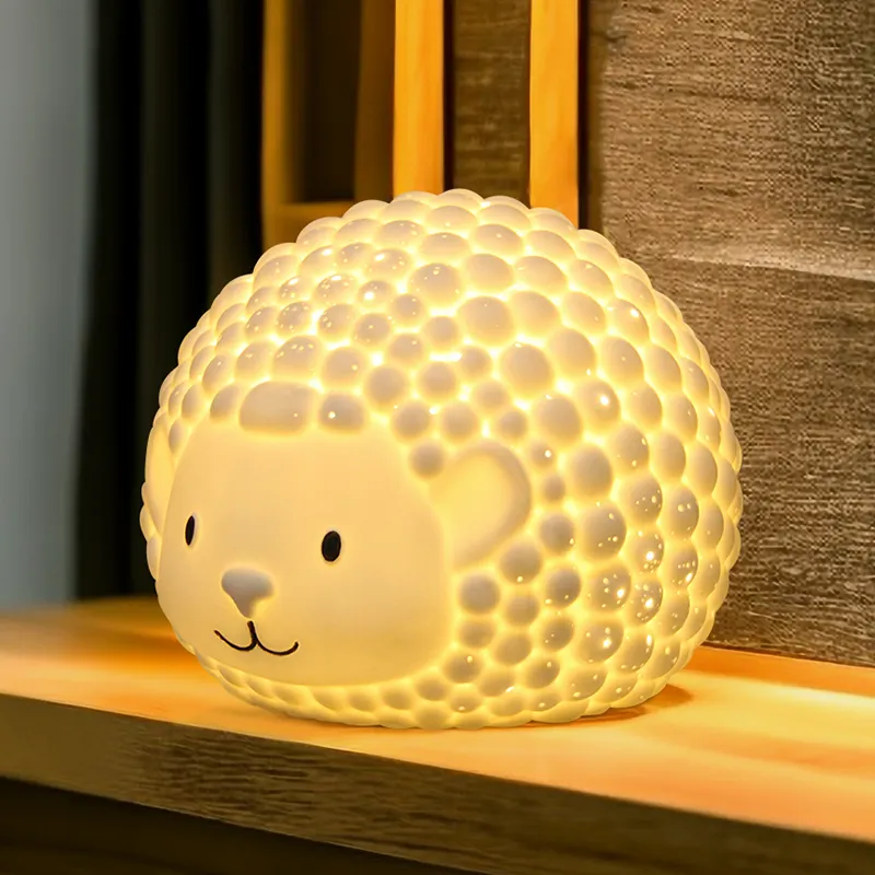 Oem Topkwaliteit Keramische Nachtlamp Indoor Slaapkamer Decor Ambachtelijk Ontwerp Kids Cadeau Nachtlamp Schapenlamp