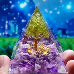 Cristales curativos de 5cm y 6cm, orgón de energía de resina, pirámide de cristal