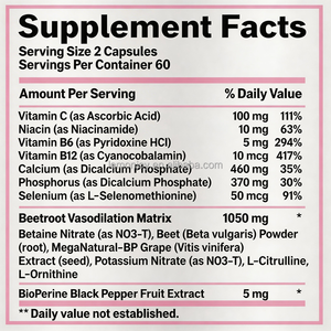 Cápsulas de Polvo de Remolacha a Precio de Fábrica, Nitrato Natural, Apoyo para la Salud del Corazón, Presión Arterial, Circulación, Resistencia y Energía Diaria - Product Image 5